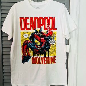 Marvel White Deadpool & Wolverine Graphic Tee